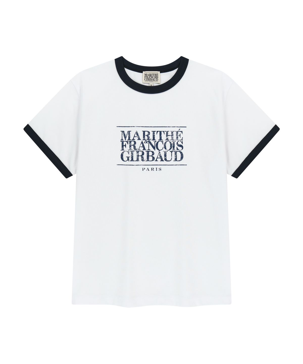 마리떼 프랑소와 저버(MARITHÉ + FRANҪOIS GIRBAUD) AEROCOOL CRACK CLASSIC LOGO RINGER TEE white
