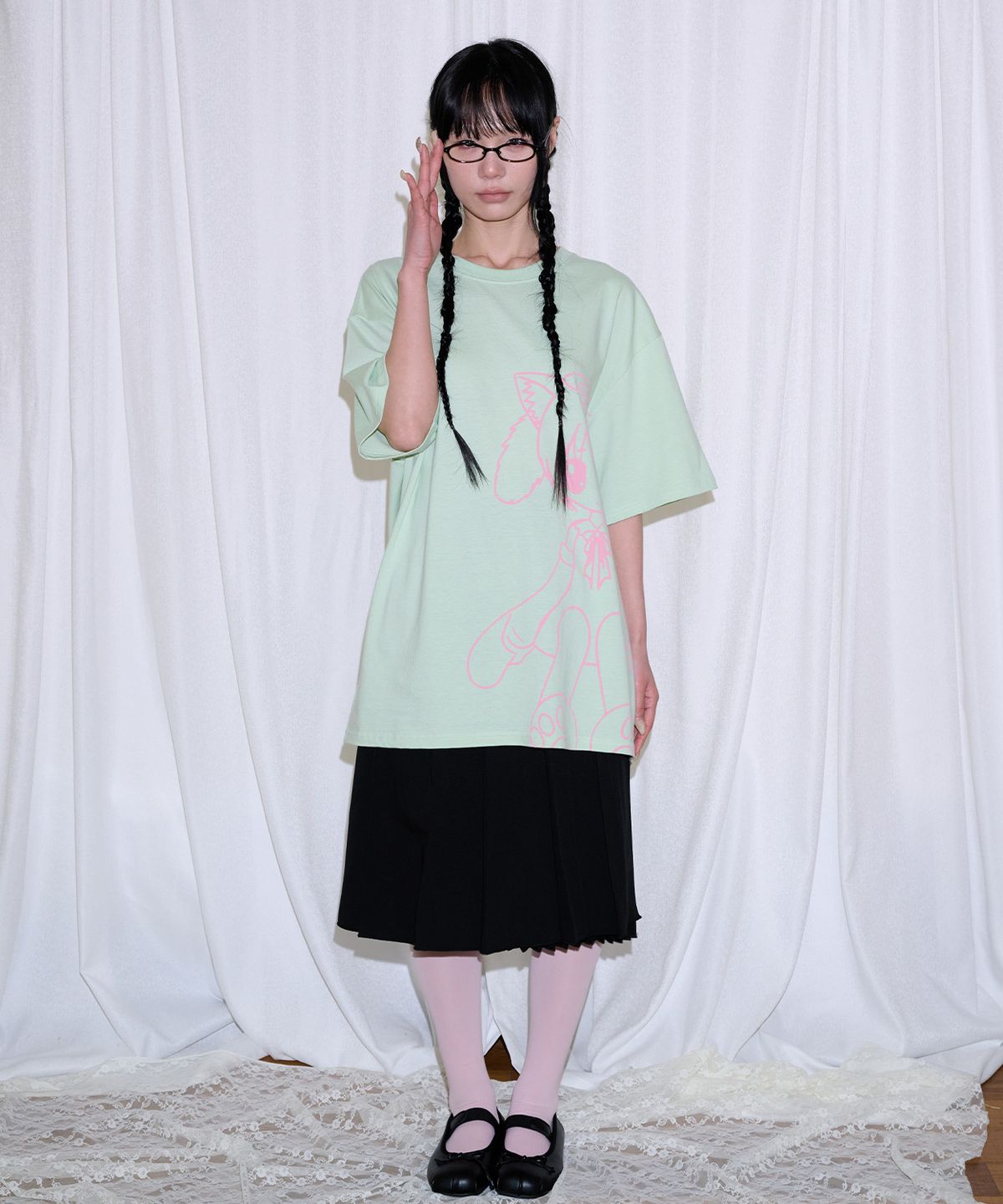 잇자바이브(ITZAVIBE) CAT GIRL T SHIRT - MINT