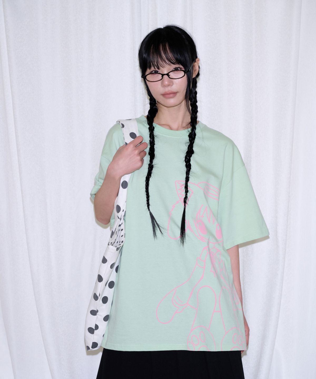 잇자바이브(ITZAVIBE) CAT GIRL T SHIRT - MINT