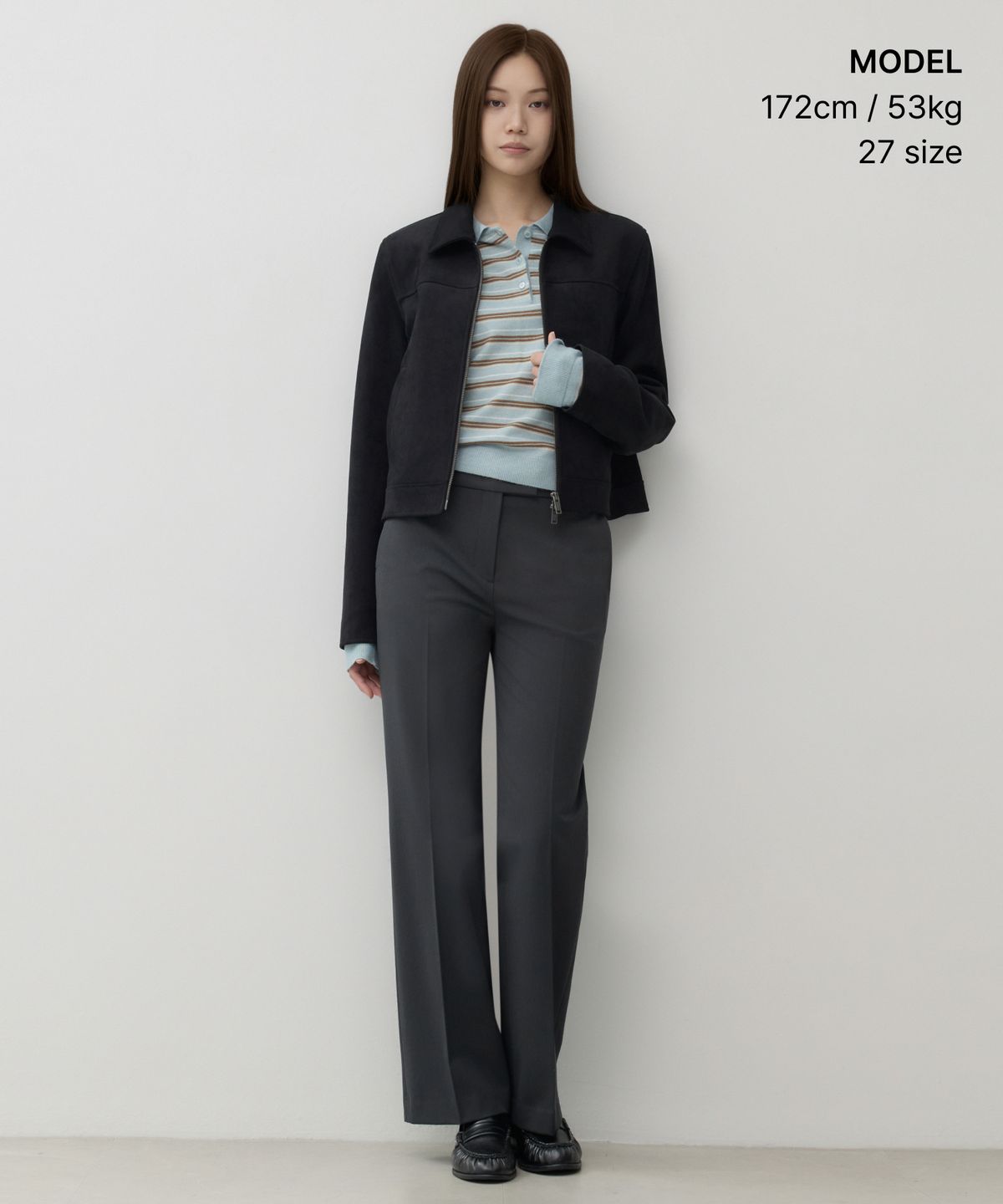 무신사 스탠다드 우먼(MUSINSA STANDARD WOMAN) 우먼즈 헤비웨이트 속기모 스트레이트 히든 밴딩 슬랙스 [그레이]
