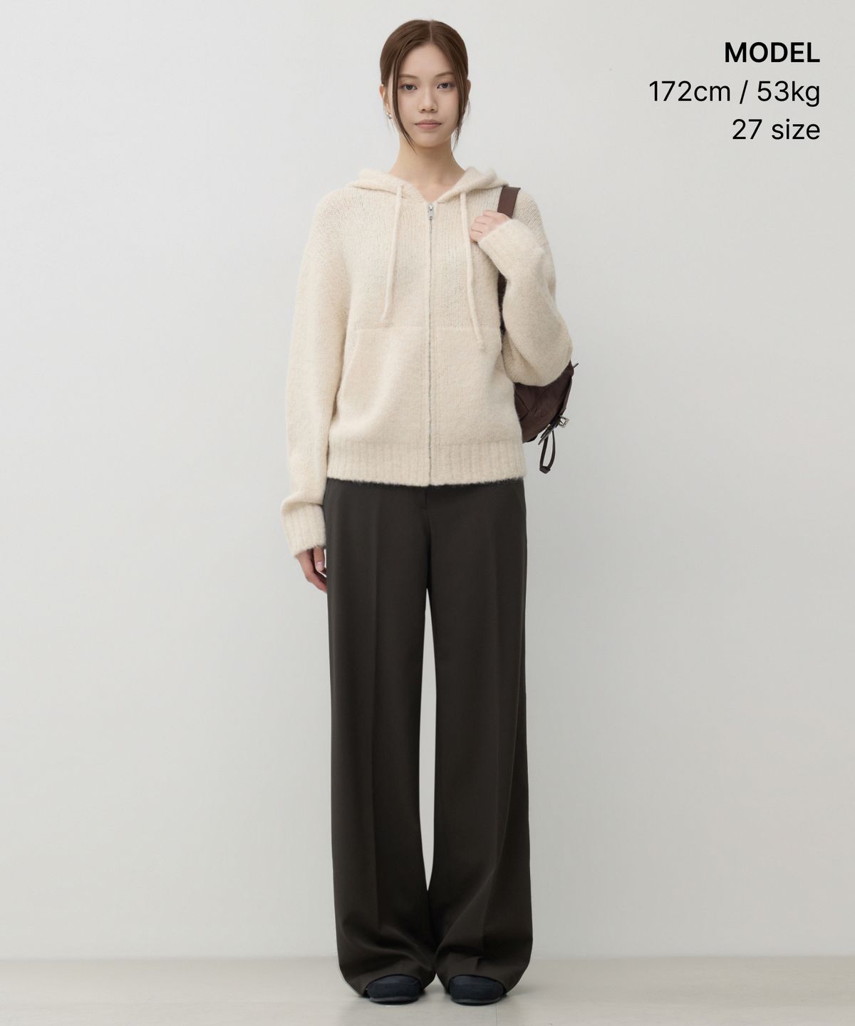 무신사 스탠다드 우먼(MUSINSA STANDARD WOMAN) 우먼즈 헤비웨이트 속기모 와이드 히든 밴딩 슬랙스 [다크 브라운]