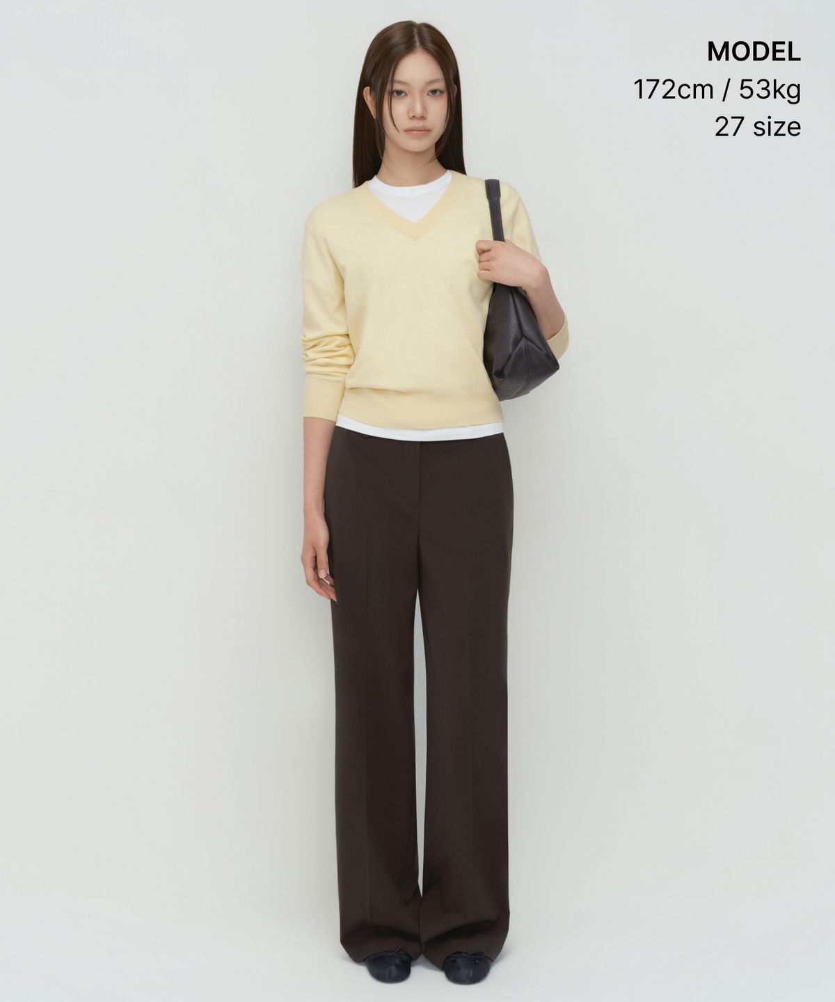무신사 스탠다드 우먼(MUSINSA STANDARD WOMAN) 우먼즈 와이드 히든 밴딩 슬랙스 [다크 브라운]