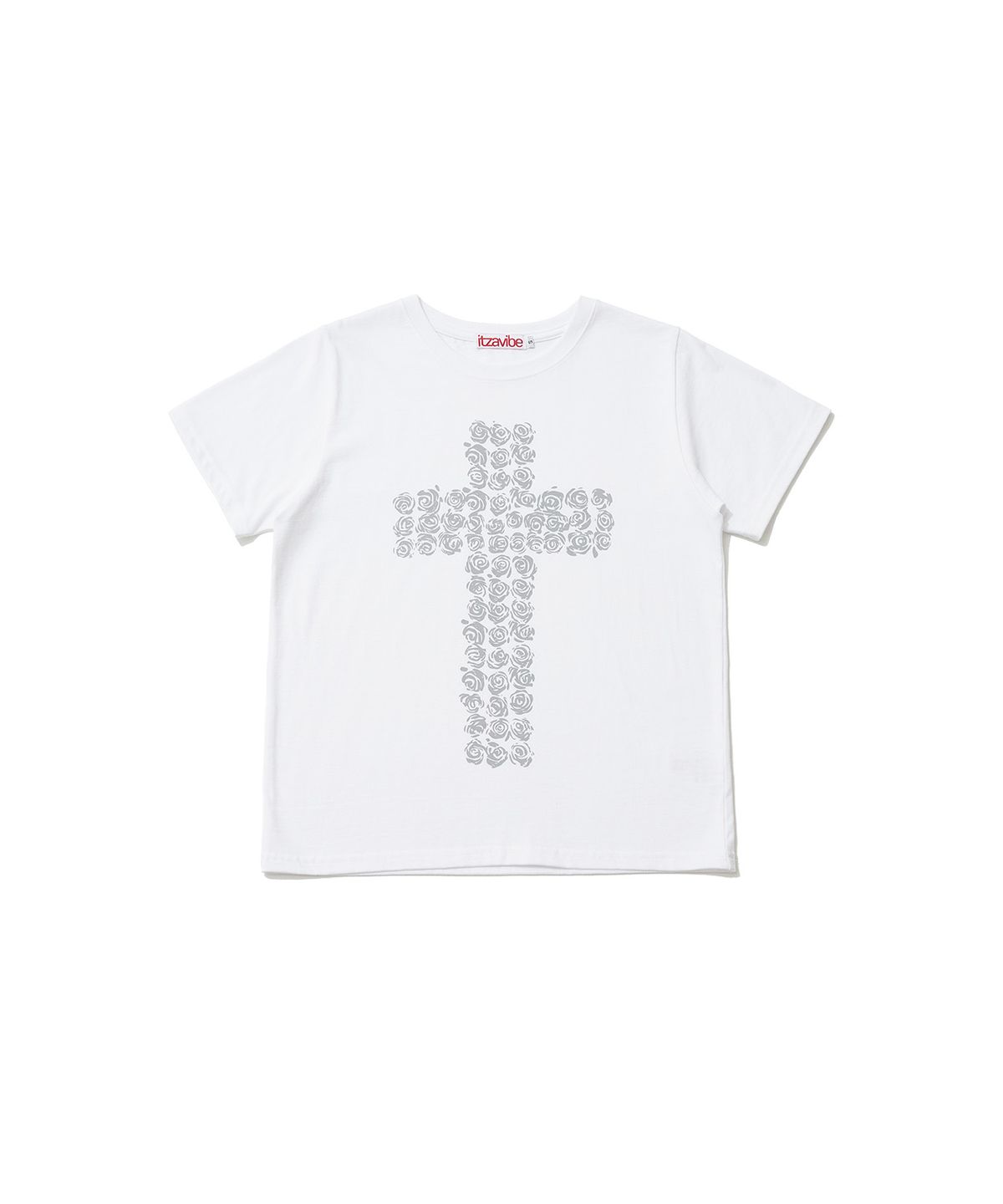 잇자바이브(ITZAVIBE) FLOWER CROSS SLIM T SHIRT - WHITE