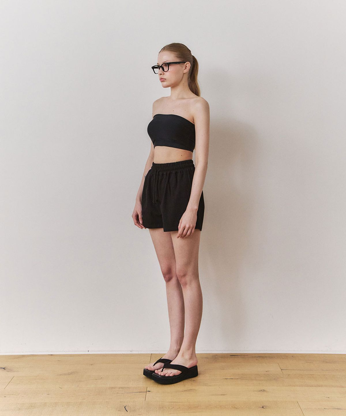 우네(OONE) Everyday Cotton Logo Shorts_Black