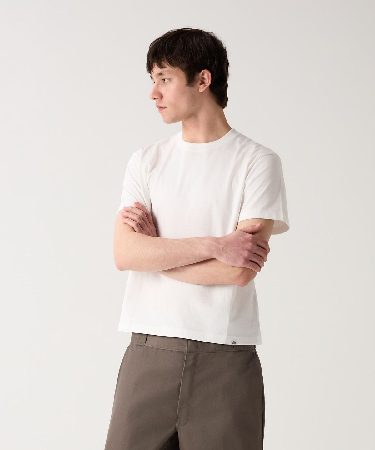 디키즈(DICKIES) 베이직 크롭 티셔츠 White