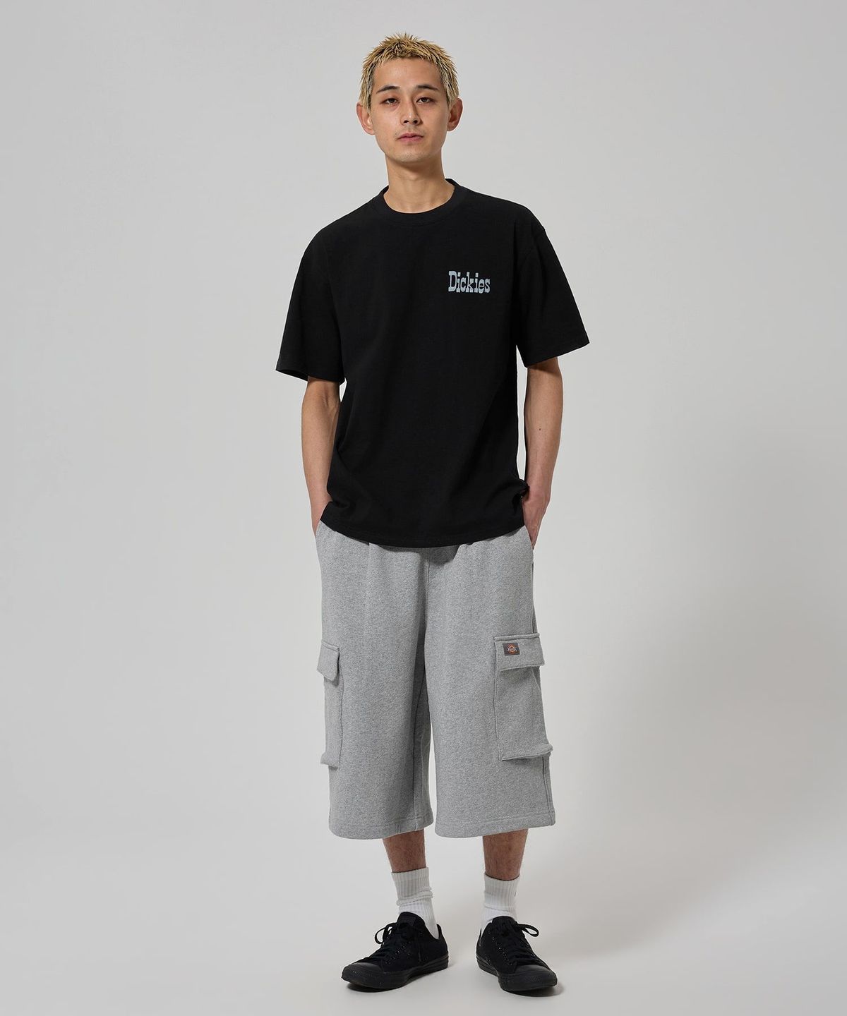 디키즈(DICKIES) 루즈핏 원 턱 카고 스웨트 쇼츠 Melange