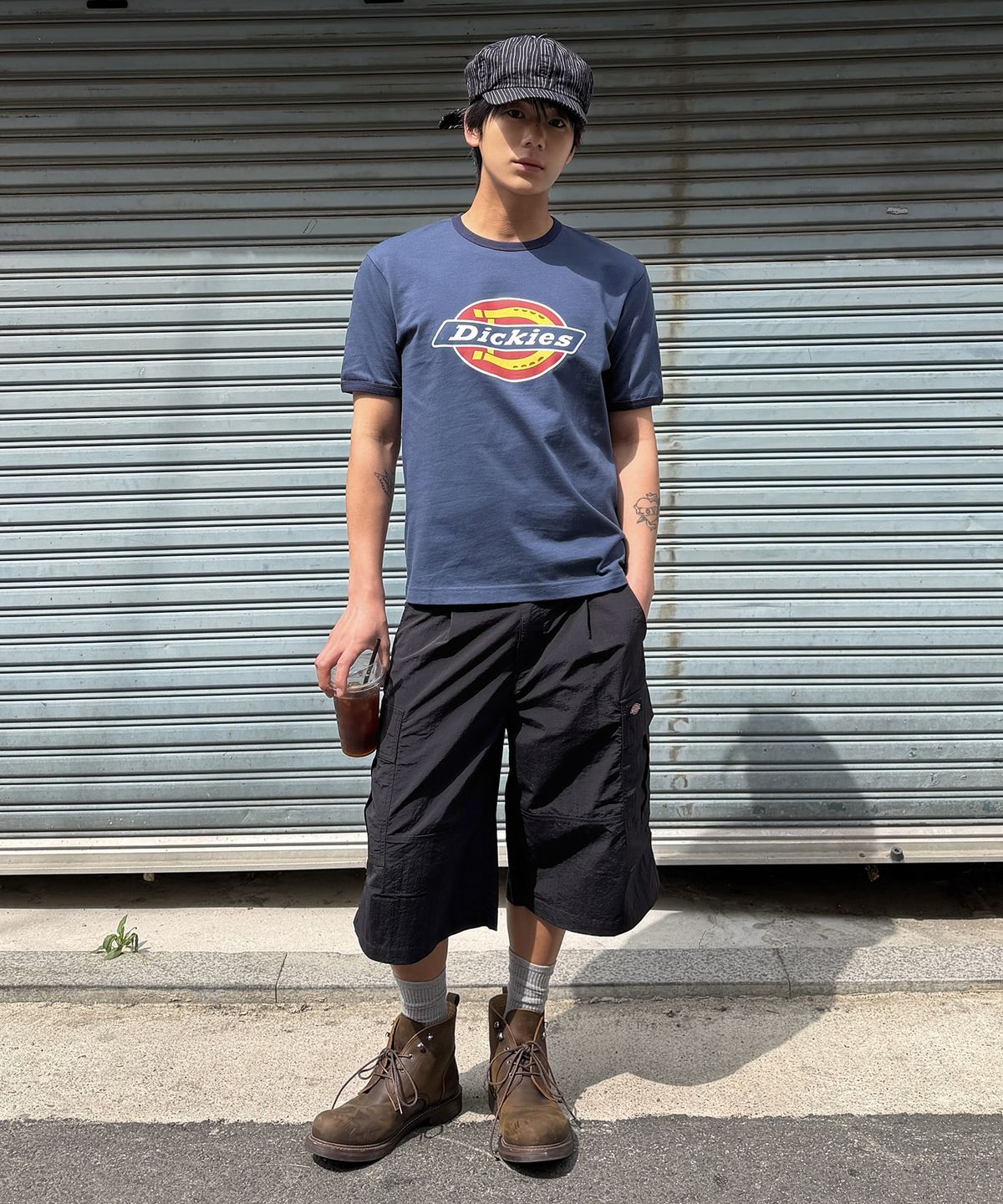 디키즈(DICKIES) 라이트 나일론 카고 버뮤다 팬츠 Black