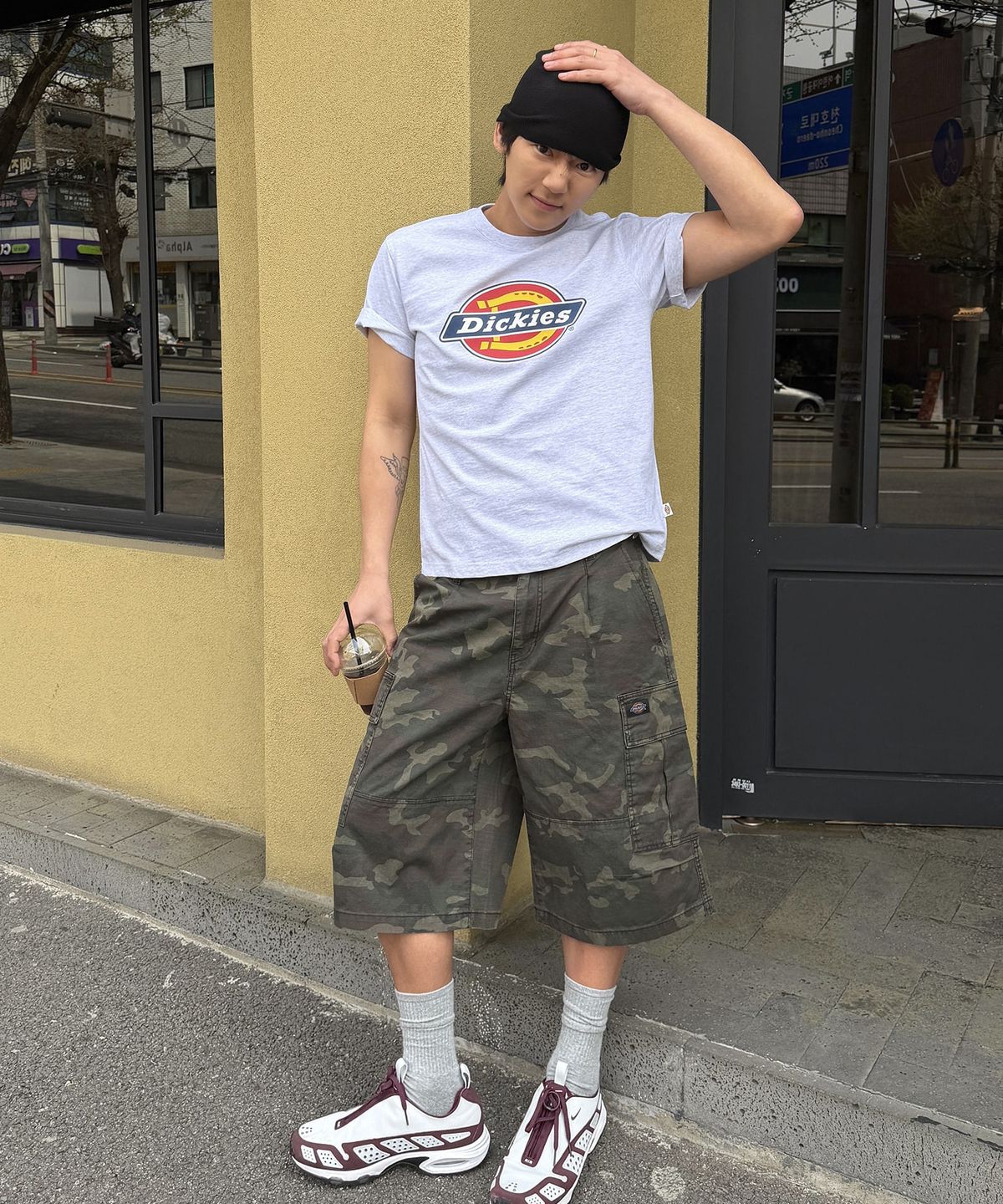 디키즈(DICKIES) 워시드 트윌 카고 쇼츠 Dyed Camo