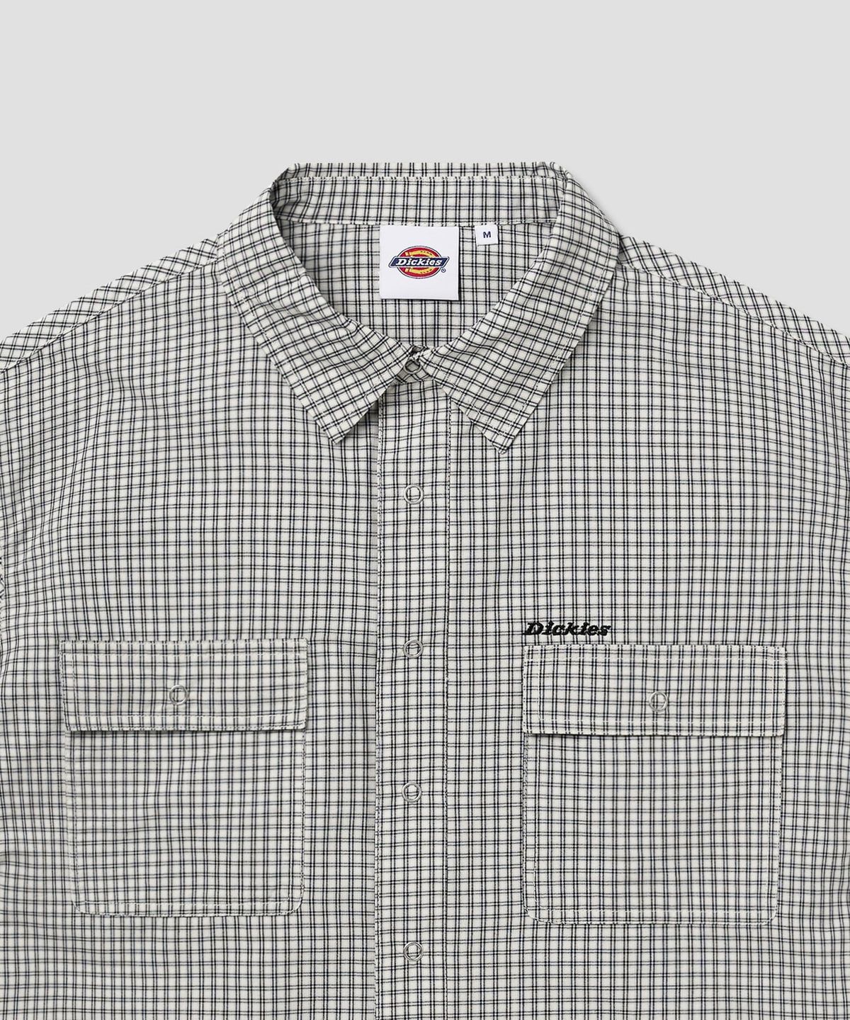 디키즈(DICKIES) 파인 그리드 체크 크롭 셔츠 White
