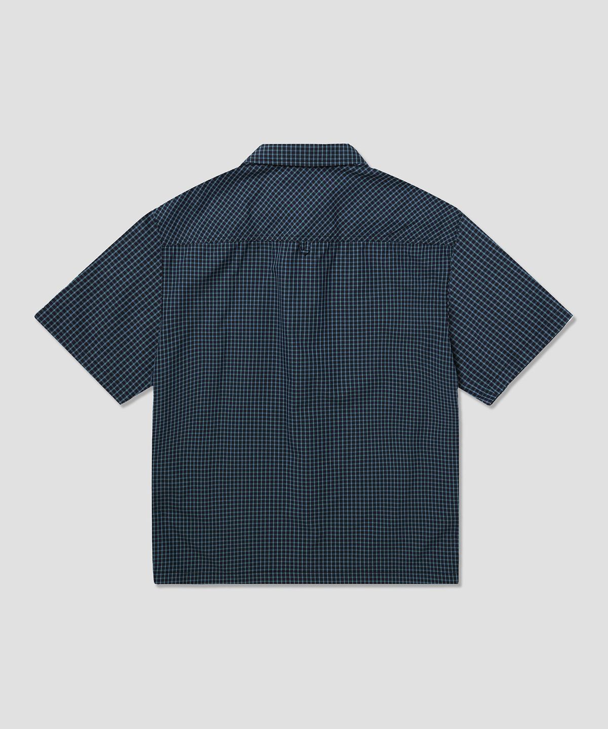 디키즈(DICKIES) 파인 그리드 체크 크롭 셔츠 Blue