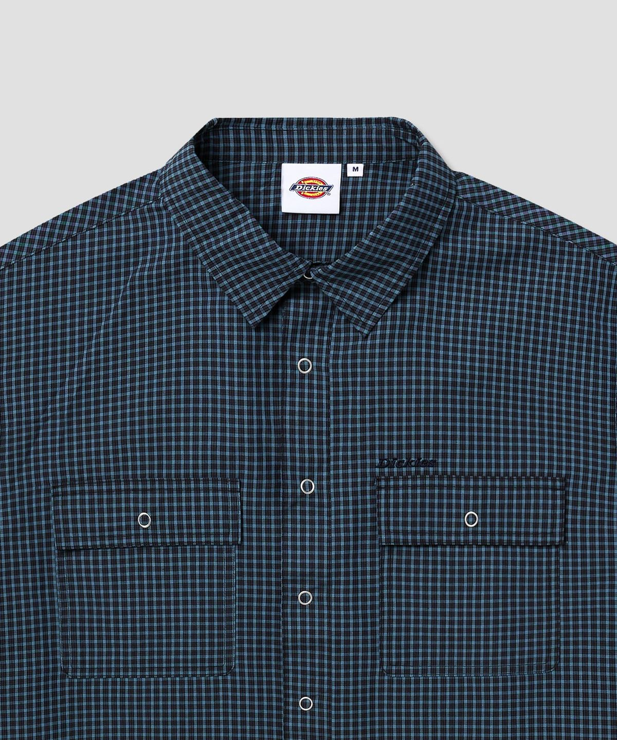 디키즈(DICKIES) 파인 그리드 체크 크롭 셔츠 Blue