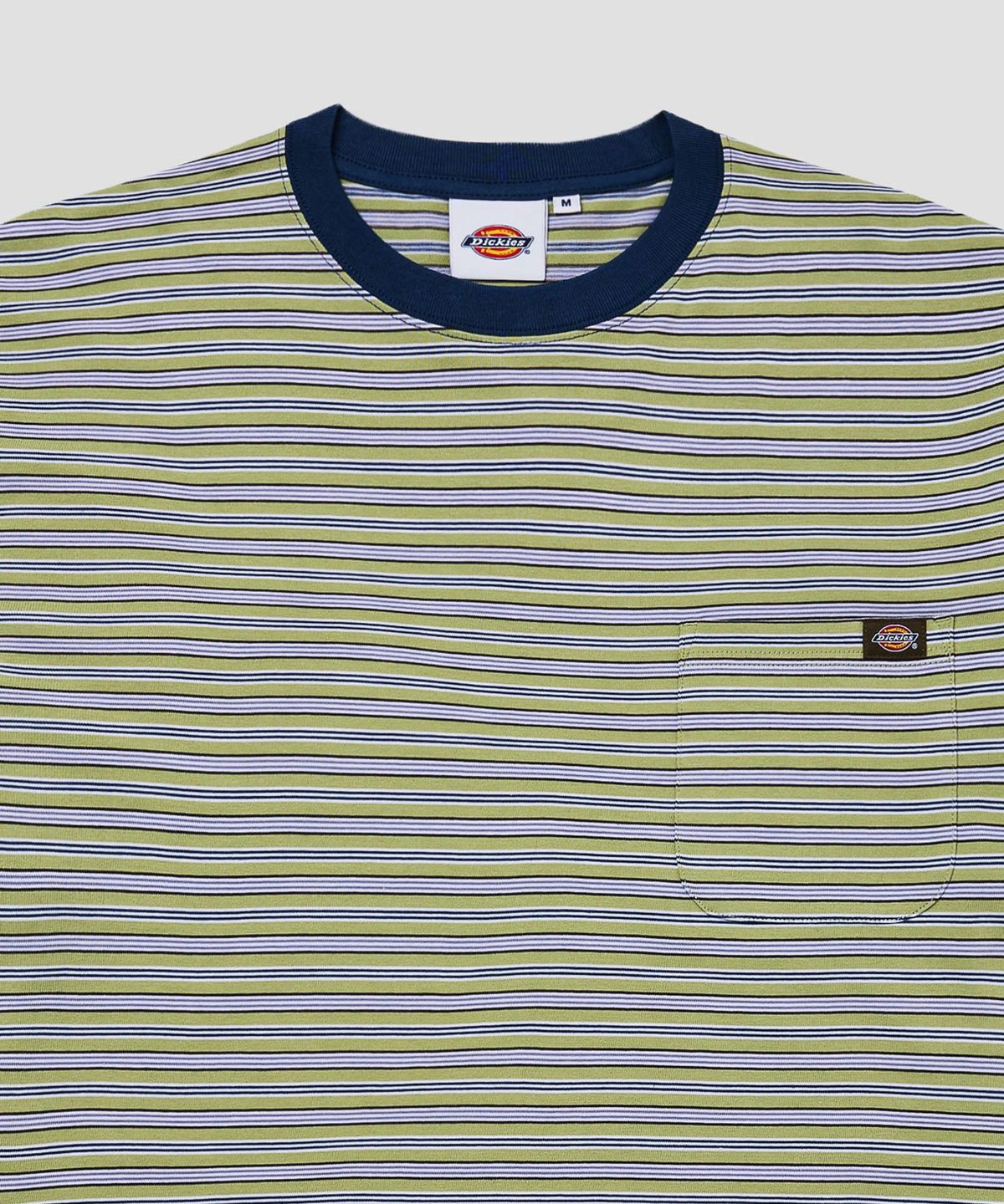 디키즈(DICKIES) 파인 스트라이프 포켓 티셔츠 Olive
