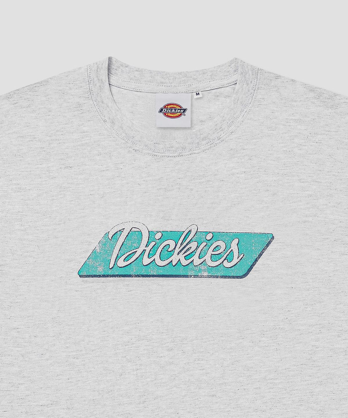 디키즈(DICKIES) 커시브 배너 로고 티셔츠 White Melange