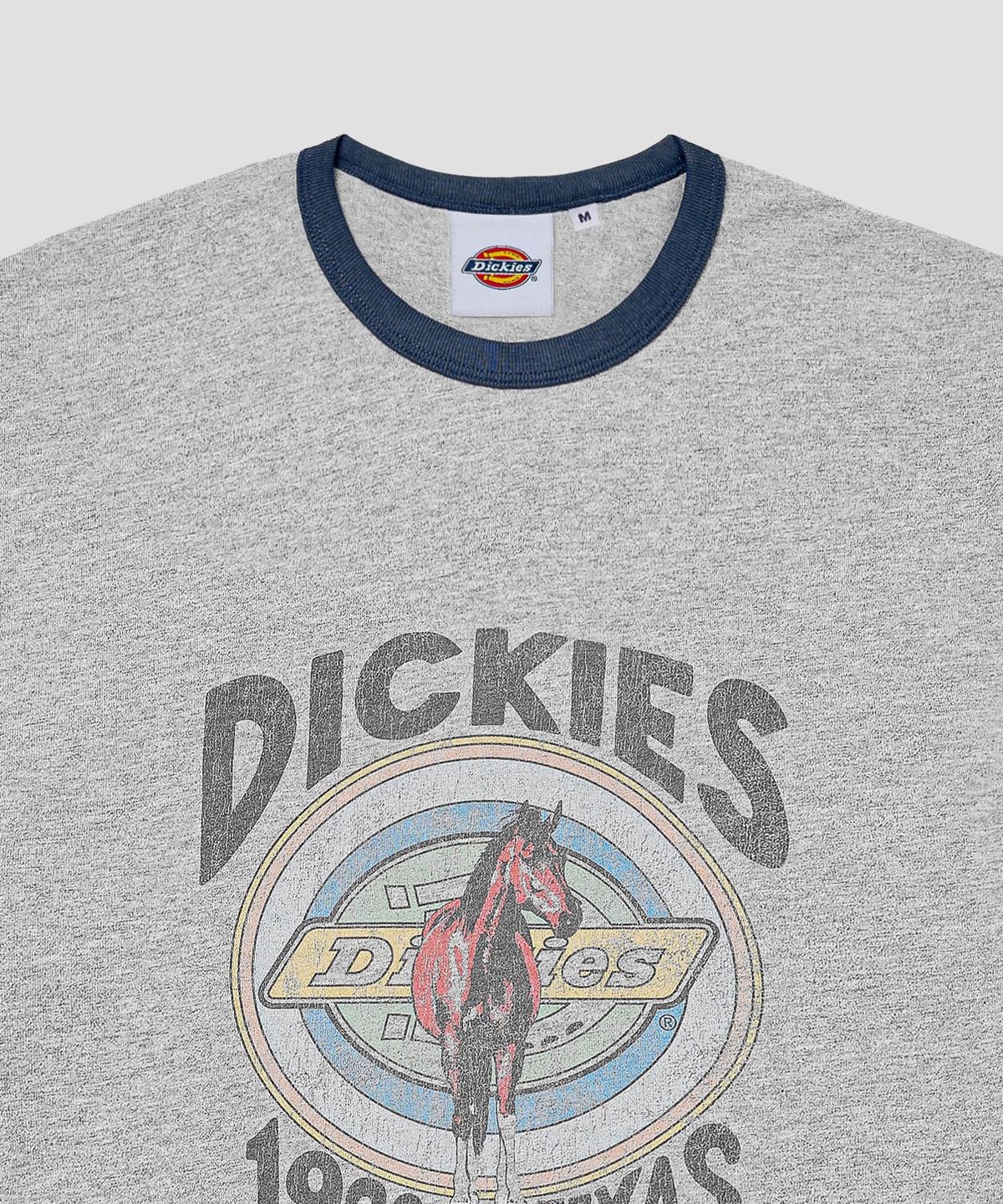 디키즈(DICKIES) 텍사스 홀스 링거 티셔츠 Melange / Navy