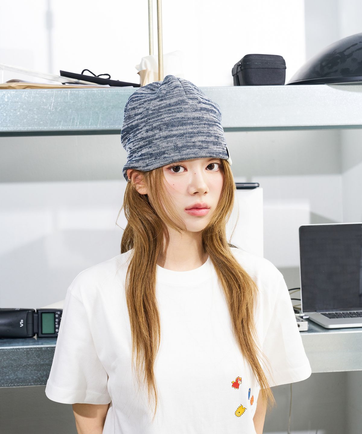 낫뉴(NOT NEW) nn Label Melange Beanie Navy
