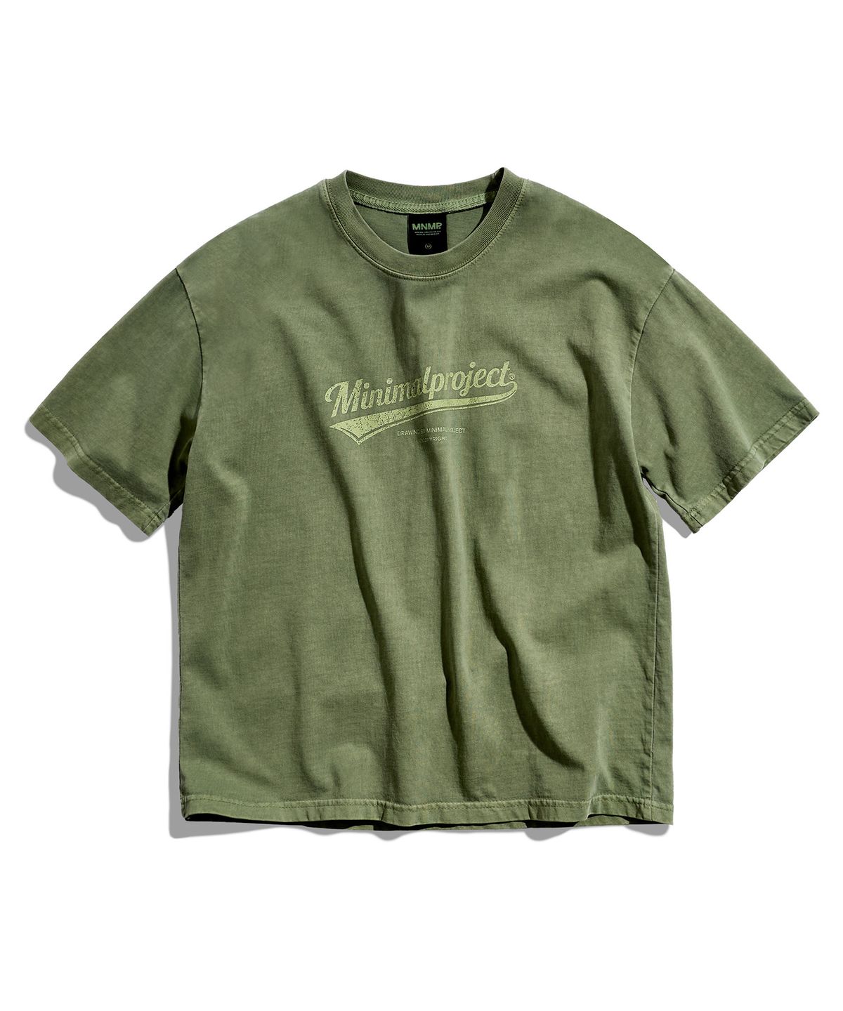 미니멀프로젝트(MINIMALPROJECT) 워시드 드로잉 피그먼트 크롭 반팔 티셔츠 MST188C [KHAKI]