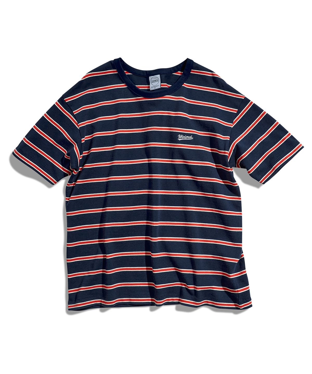 미니멀프로젝트(MINIMALPROJECT) 미니멀 자수 로고 보더 스트라이프 링거 반팔 티셔츠 MST183 [NAVY]