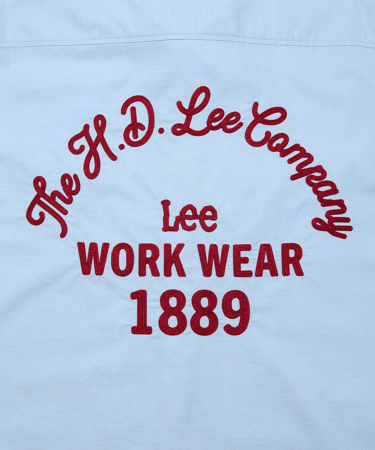 리(LEE) 레터링 자수 포켓 반팔 셔츠 블루