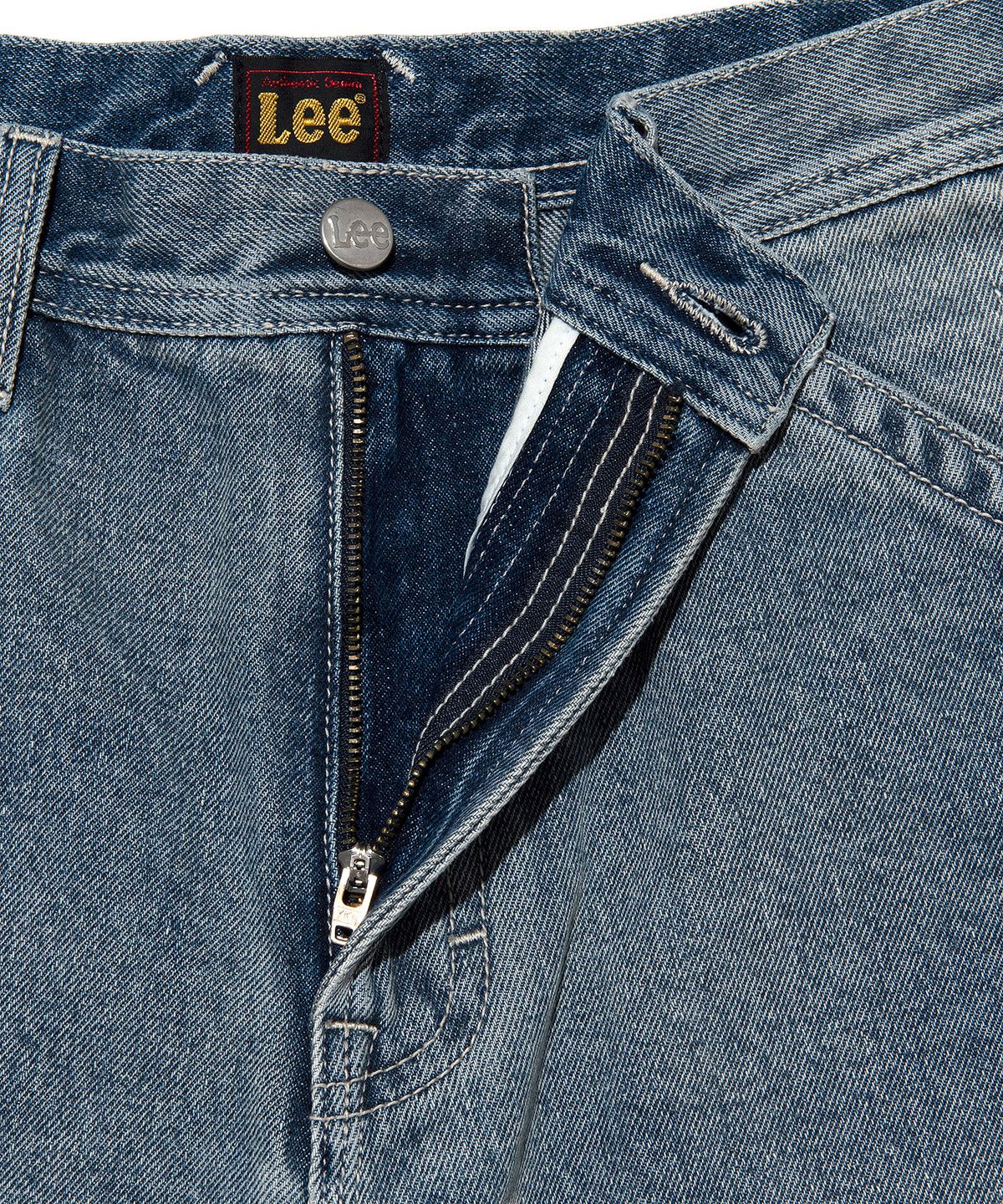 리(LEE) 와이드 데님 쇼츠 인디고 미듐