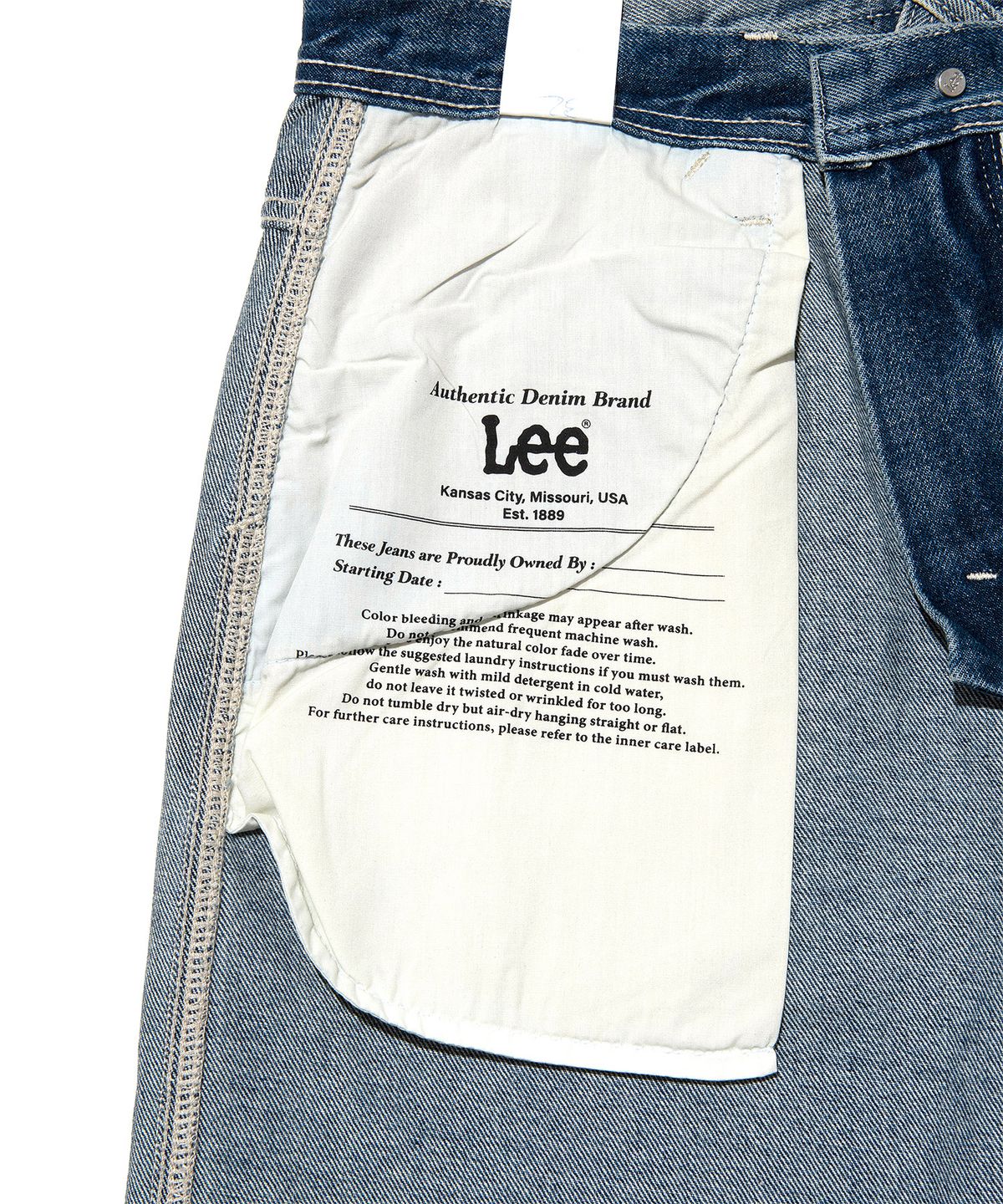 리(LEE) 와이드 데님 쇼츠 인디고 미듐