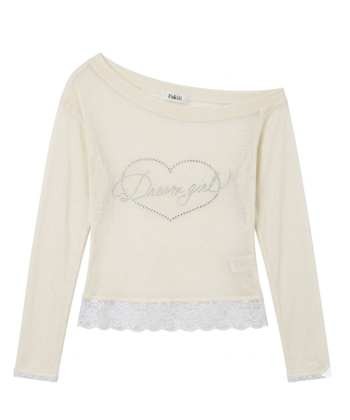 페이키(FAKIII) Dream Girl Crystal Long sleeve T-shirt_CREAM