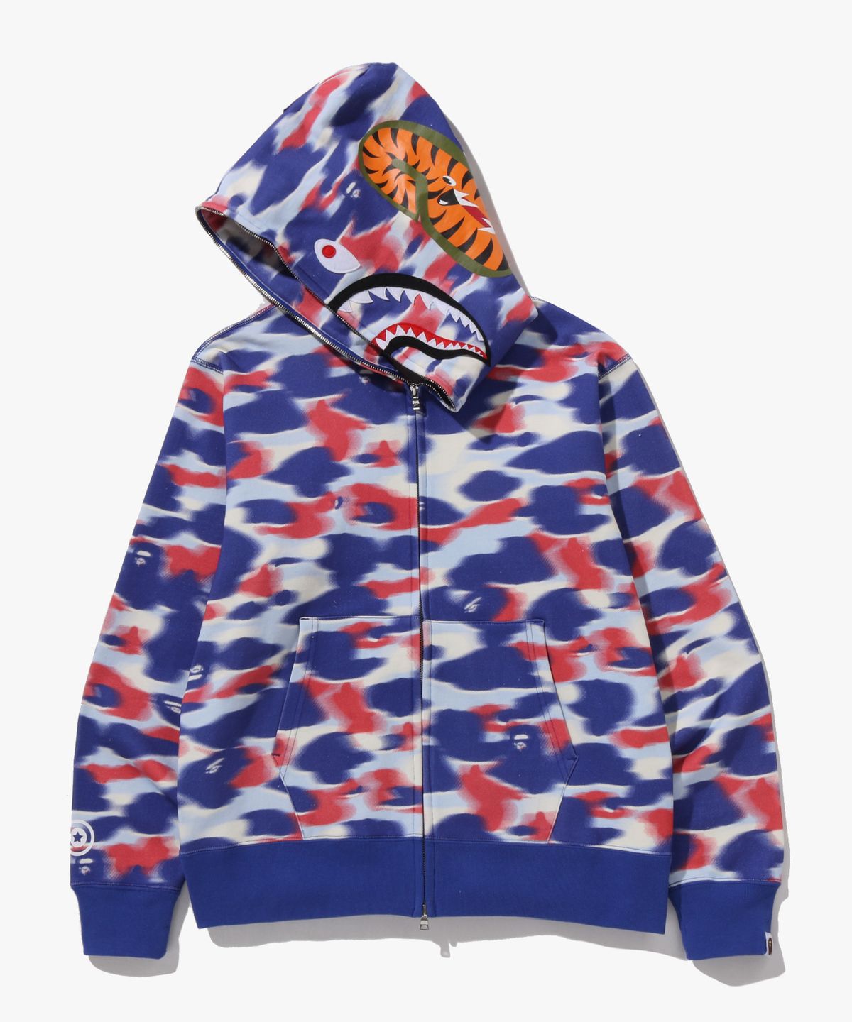 베이프(BAPE) 스크린 카모 샤크 풀 집 후드(M) BLUE