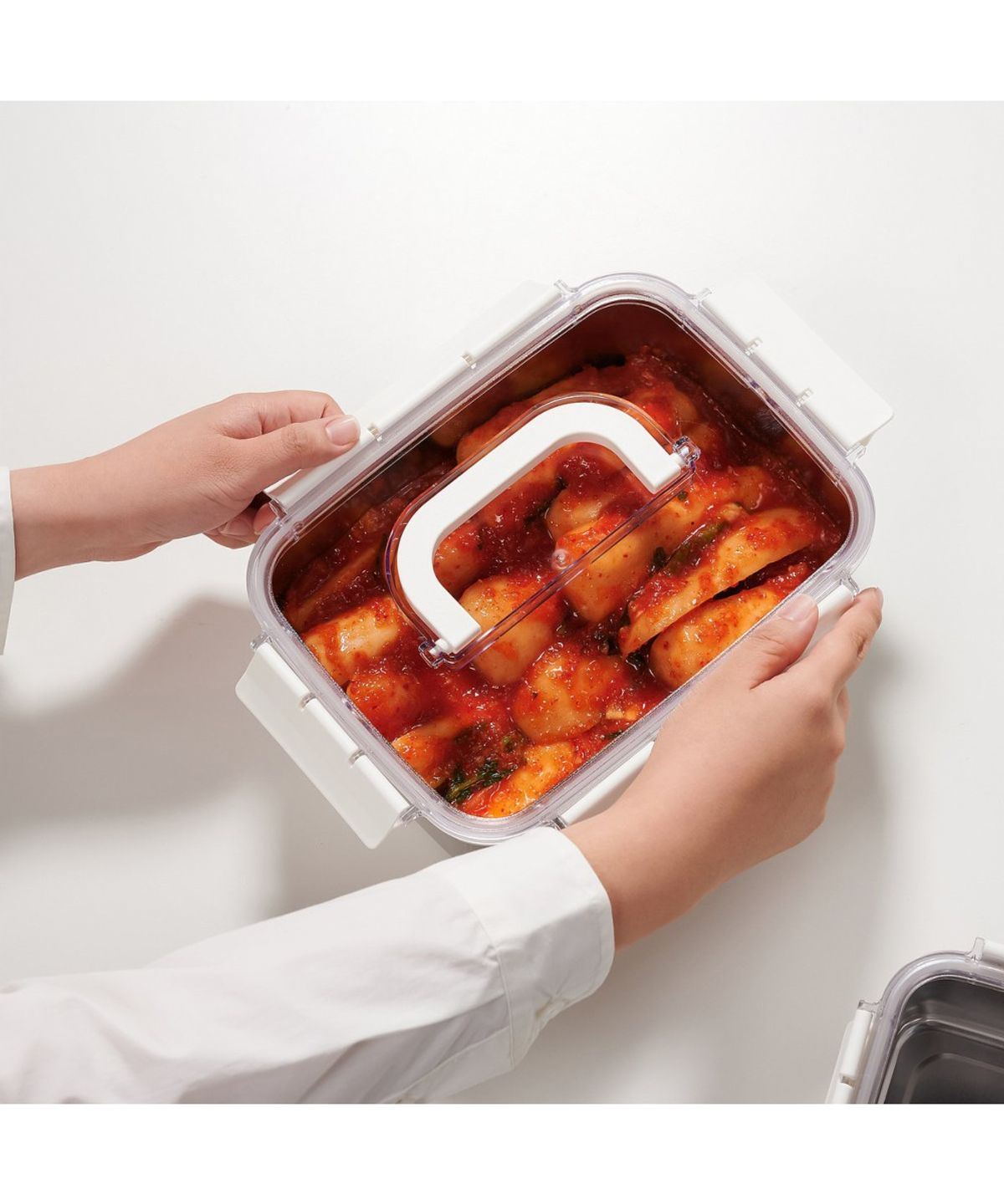 자주(JAJU) 보관이 편리한 스텐 모듈러 밀폐용기 3.3L 화이트