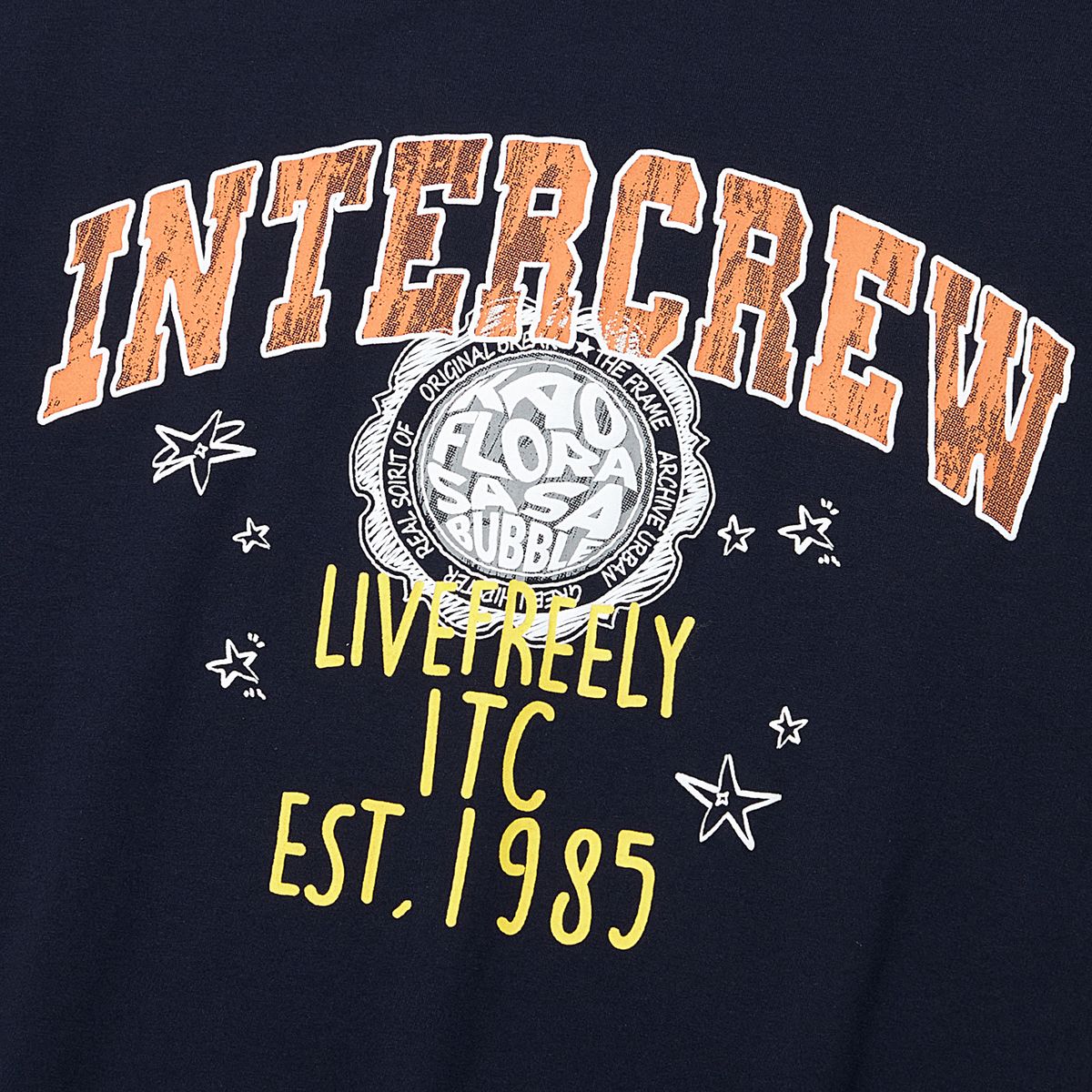 인터크루(INTERCREW) 아치형 레터 반팔 티셔츠 네이비 ITA2TR35ANA