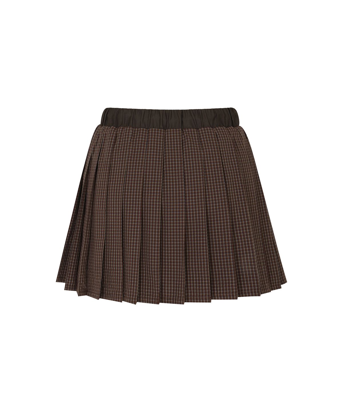 플레이부(PLAYBOO) PLEATED DRAWSTRING SKIRT W/INNER PANTS_Mahogany Plaid