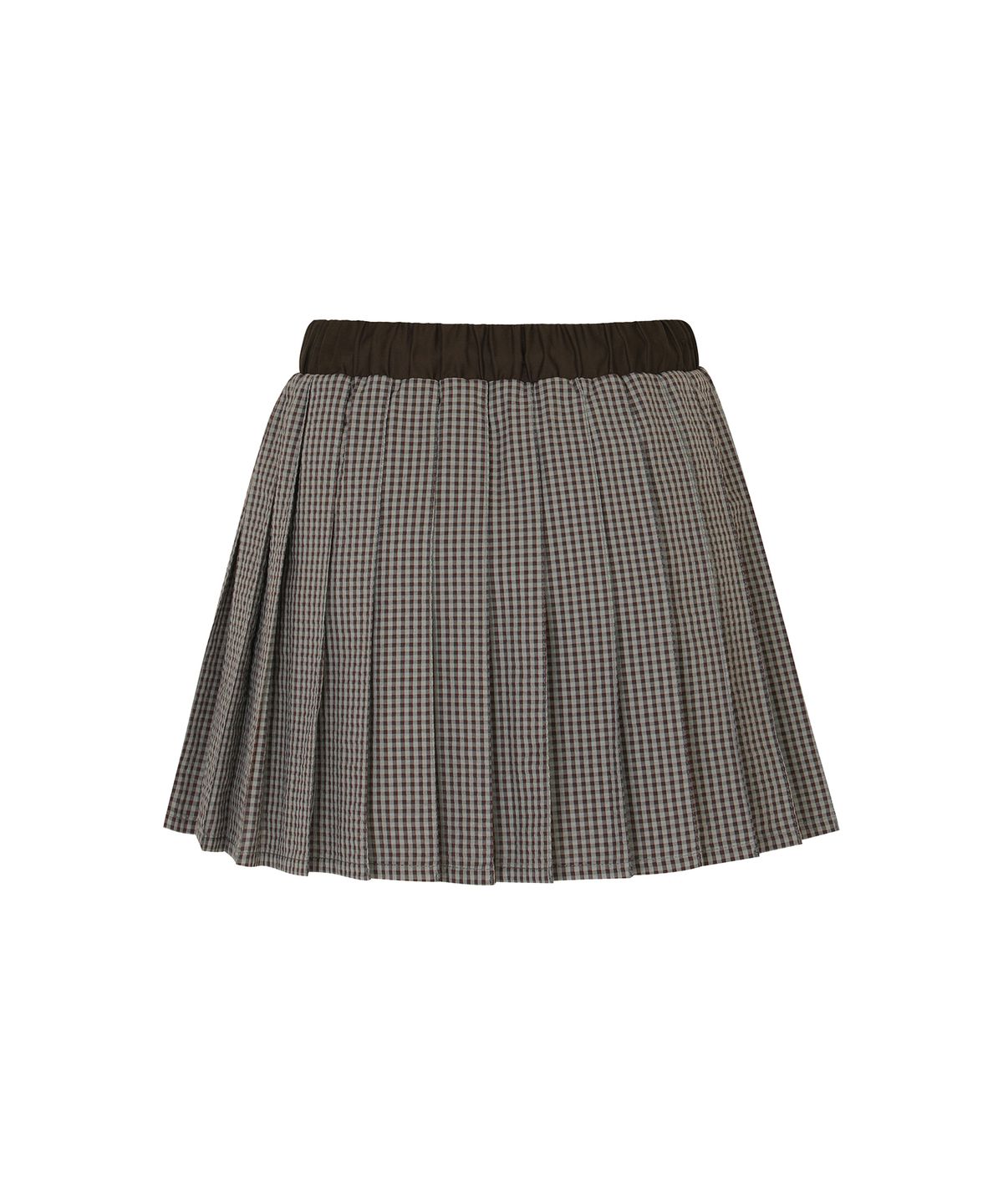 플레이부(PLAYBOO) PLEATED DRAWSTRING SKIRT W/INNER PANTS_Olive Plaid