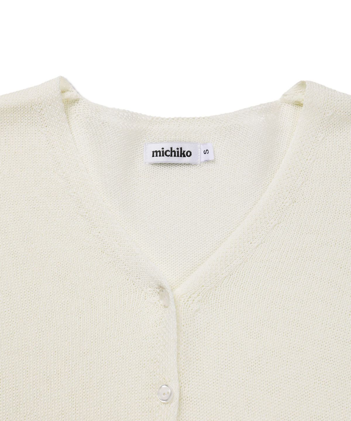 미치코런던 코시노(MICHIKO LONDON KOSHINO) 헴 레이스 린넨 가디건 아이보리