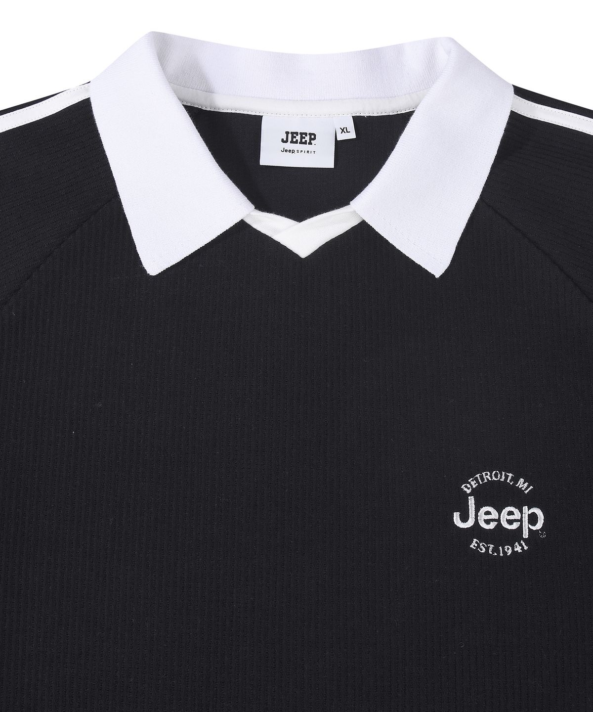 지프(JEEP) 트랙 오픈카라 와플 반팔 티셔츠 (JR5TSU128BK)