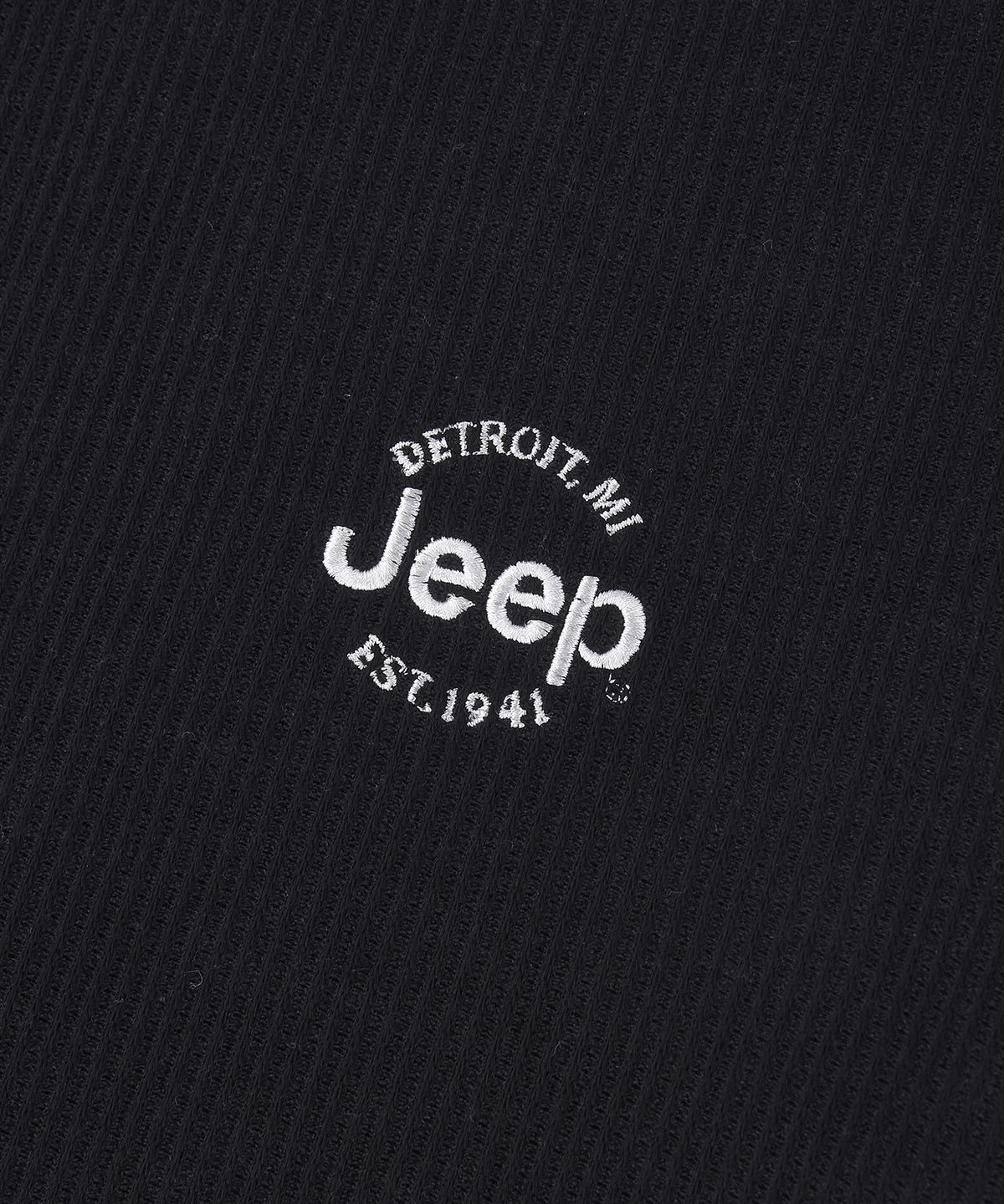 지프(JEEP) 트랙 오픈카라 와플 반팔 티셔츠 (JR5TSU128BK)