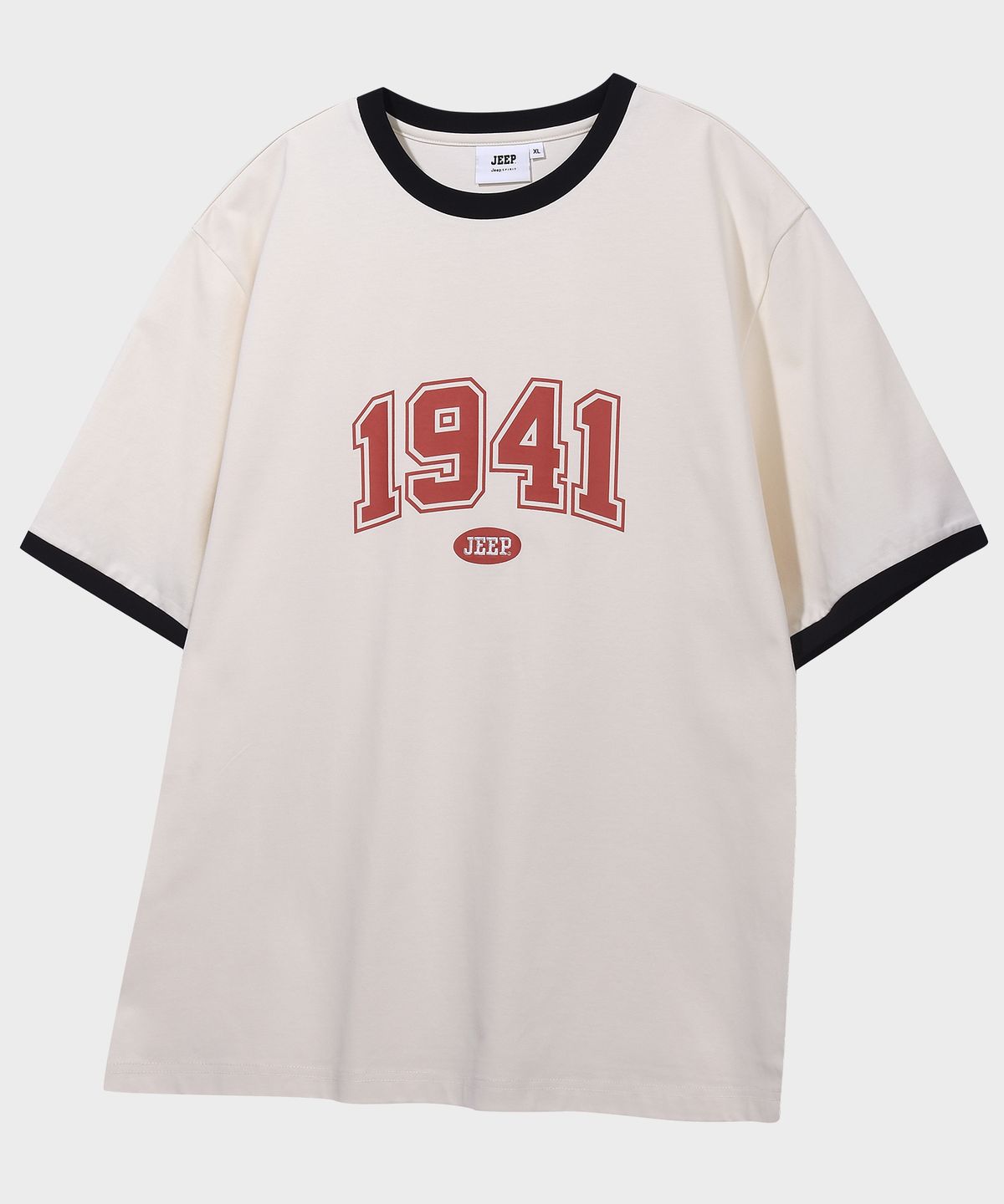 지프(JEEP) 1941 아치 빅로고 링거 반팔 티셔츠 (JR5TSU184IV)