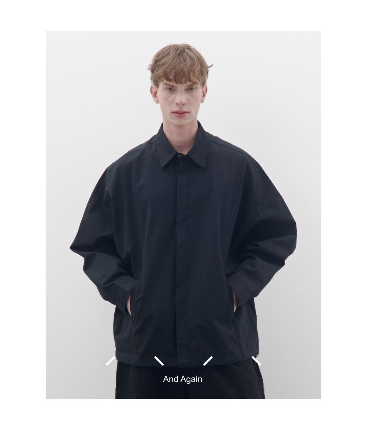 앤드어게인(ANDAGAIN) 히든 버튼 셔츠 자켓 (블랙