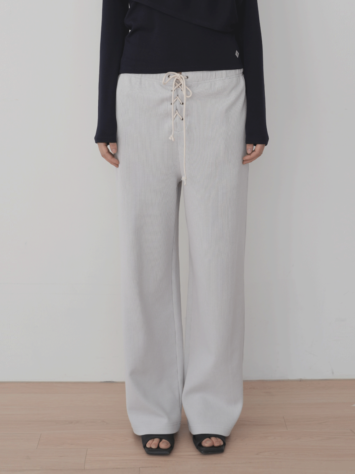 피브스피브스(PEEVES PEEVES) Waffle Jersey Pants / Light Grey