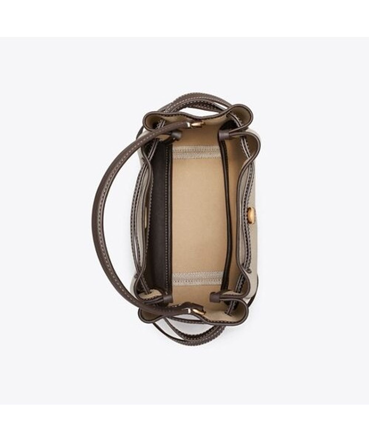 토리버치(TORYBURCH) 로미 캔버스 버킷백 - 더스티 아몬드 / 비앙코 화이트
