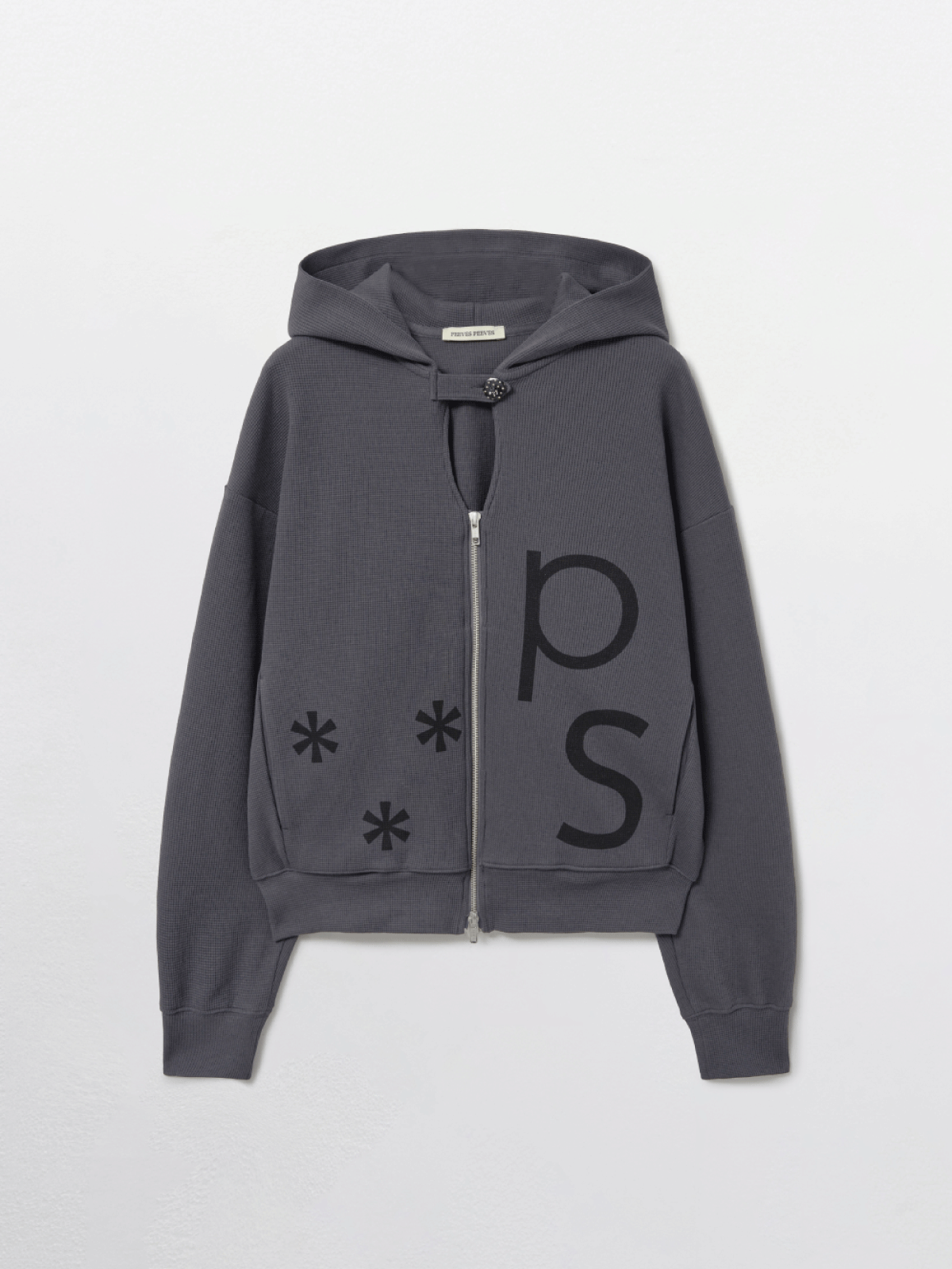 피브스피브스(PEEVES PEEVES) Waffle Zip-Up Hoodie / Charcoal