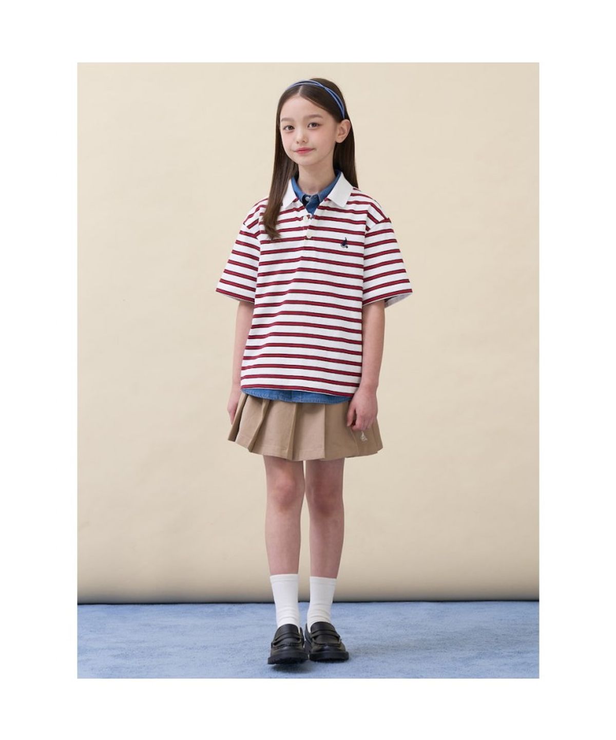 빈폴 키즈(BEANPOLE KIDS) 멀티 스트라이프 럭비 반소매 티셔츠  화이트 (BI6342U041)