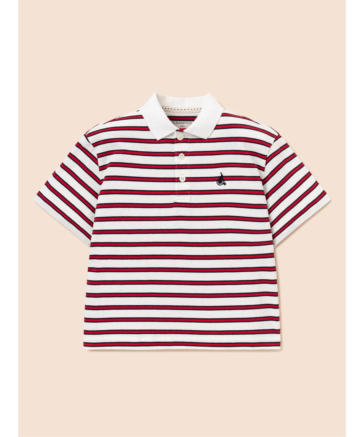 빈폴 키즈(BEANPOLE KIDS) 멀티 스트라이프 럭비 반소매 티셔츠  화이트 (BI6342U041)