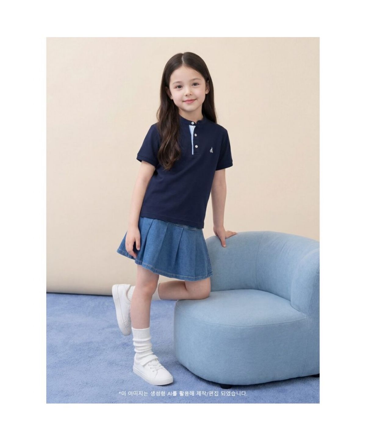 빈폴 키즈(BEANPOLE KIDS) 헨리넥 피케 반소매 티셔츠  네이비 (BI6342U03R)
