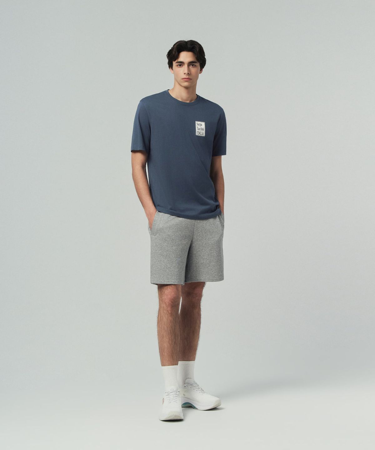 세르지오 타키니(SERGIO TACCHINI) M 백 아트웍 코튼 반팔 티셔츠 (Navy)