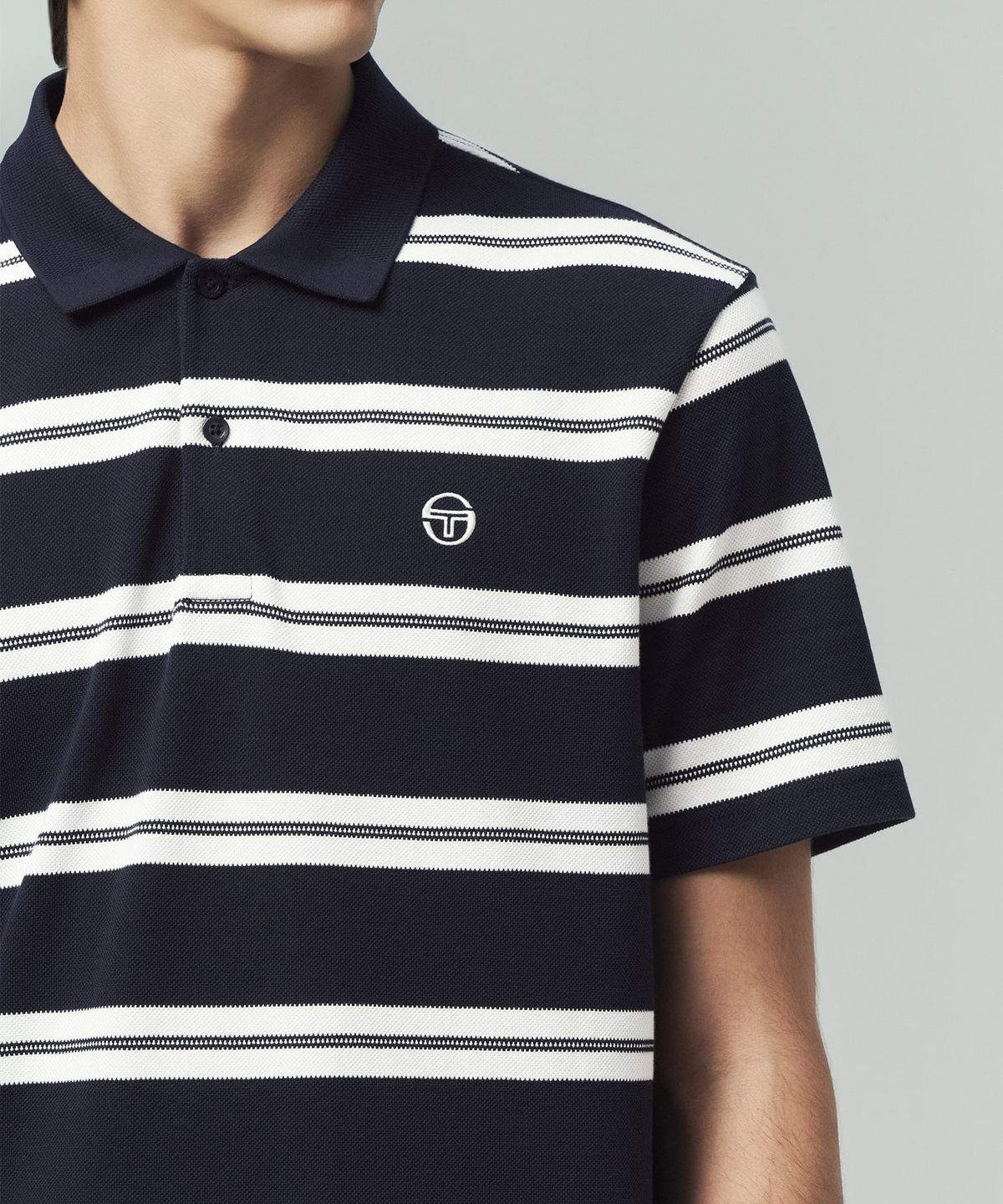 세르지오 타키니(SERGIO TACCHINI) M 스트라이프 반팔 폴로 (Navy)