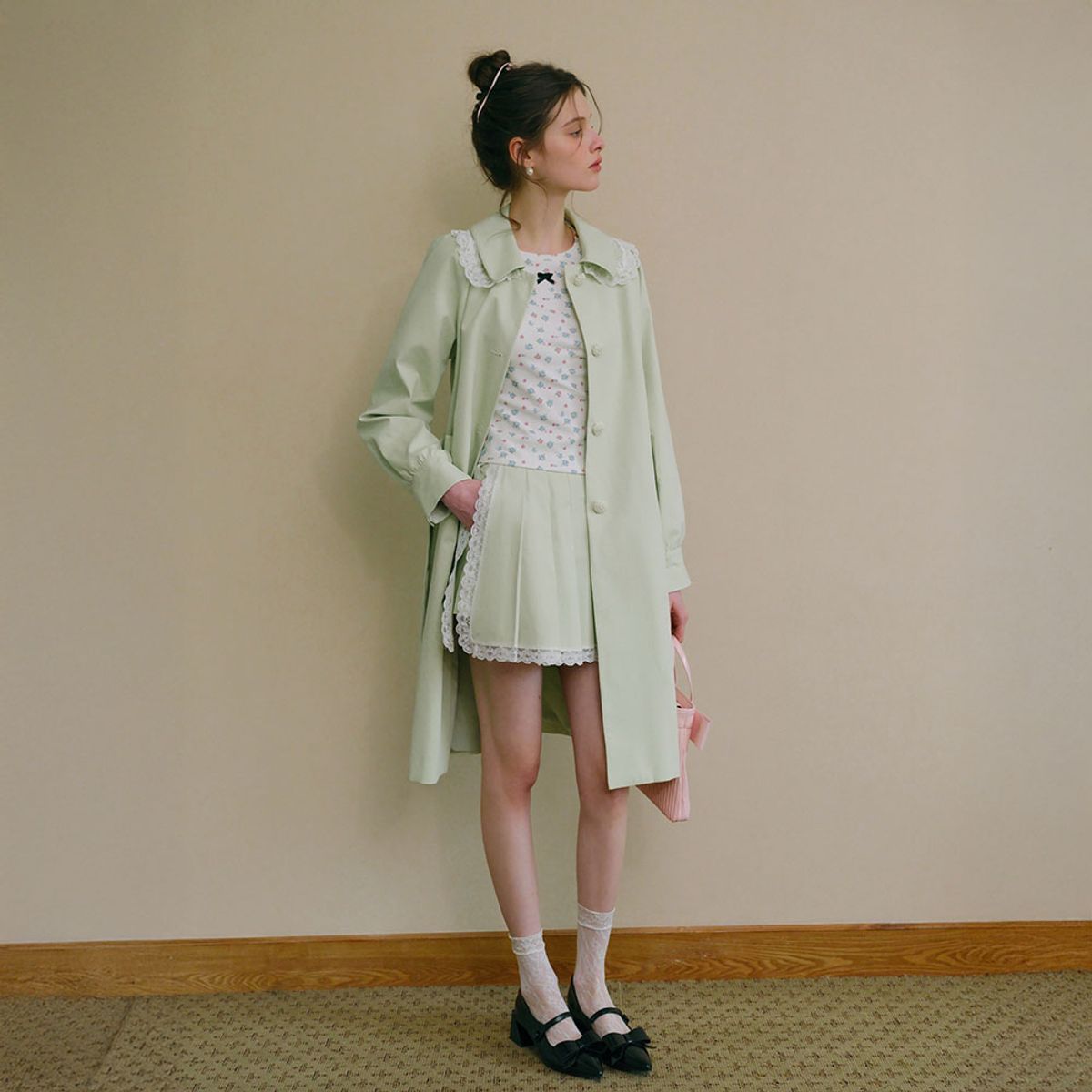 쎄무아듀(CEST MOIDEW) Cest_Pastoral lace pleated skirt
