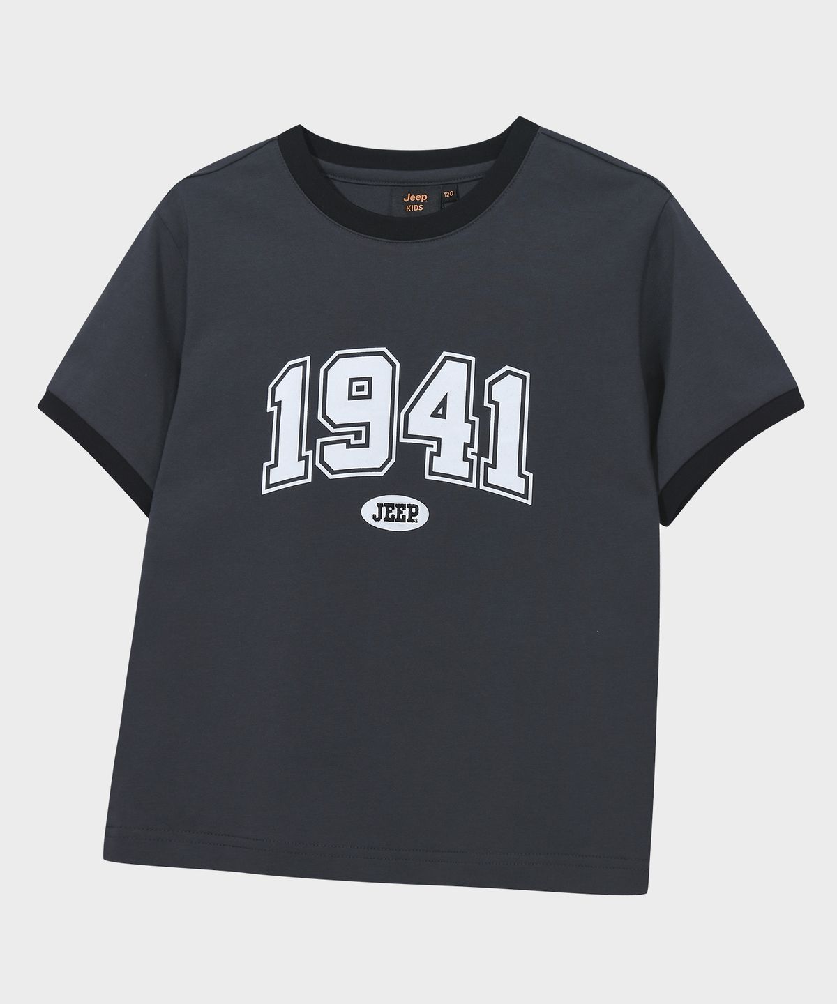 지프키즈(JEEPKIDS) 1941 아치 빅로고 링거 반팔 티셔츠 (KR5TSU184DG)