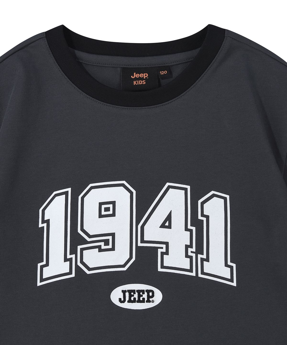 지프키즈(JEEPKIDS) 1941 아치 빅로고 링거 반팔 티셔츠 (KR5TSU184DG)