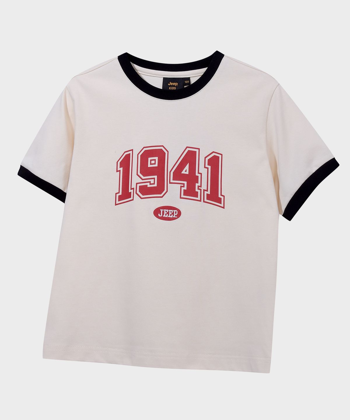 지프키즈(JEEPKIDS) 1941 아치 빅로고 링거 반팔 티셔츠 (KR5TSU184IV)