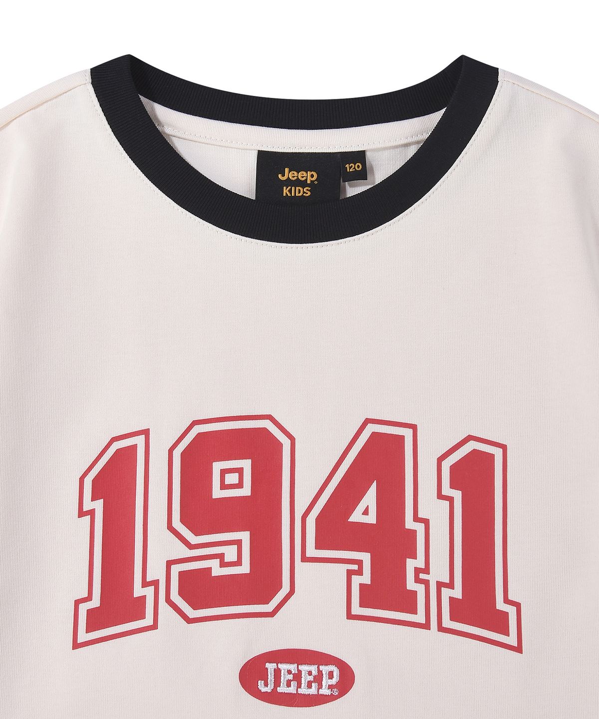 지프키즈(JEEPKIDS) 1941 아치 빅로고 링거 반팔 티셔츠 (KR5TSU184IV)