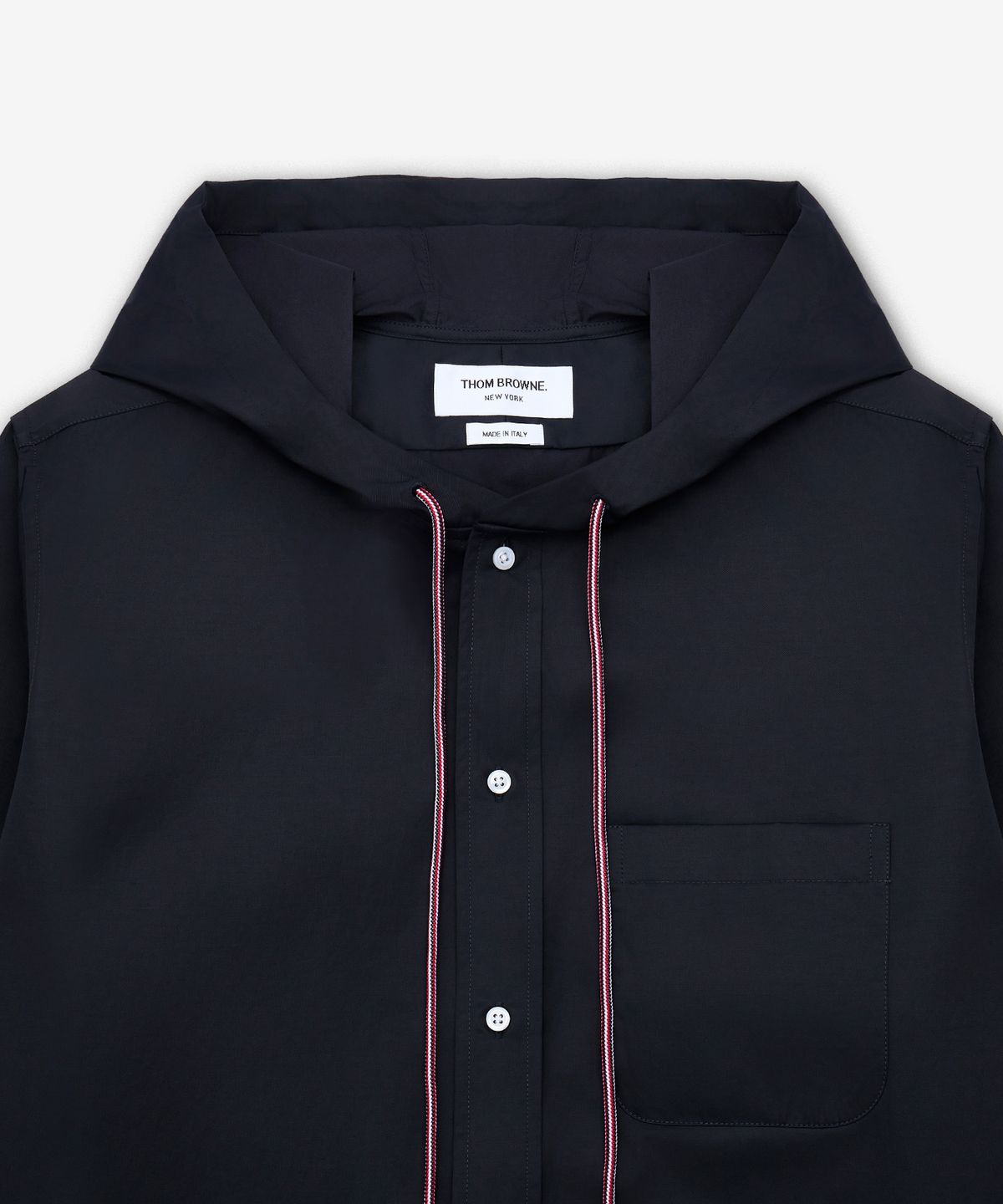톰 브라운(THOM BROWNE) 후드 나일론 암밴드 점퍼 - 네이비 / MWL432OF1066415