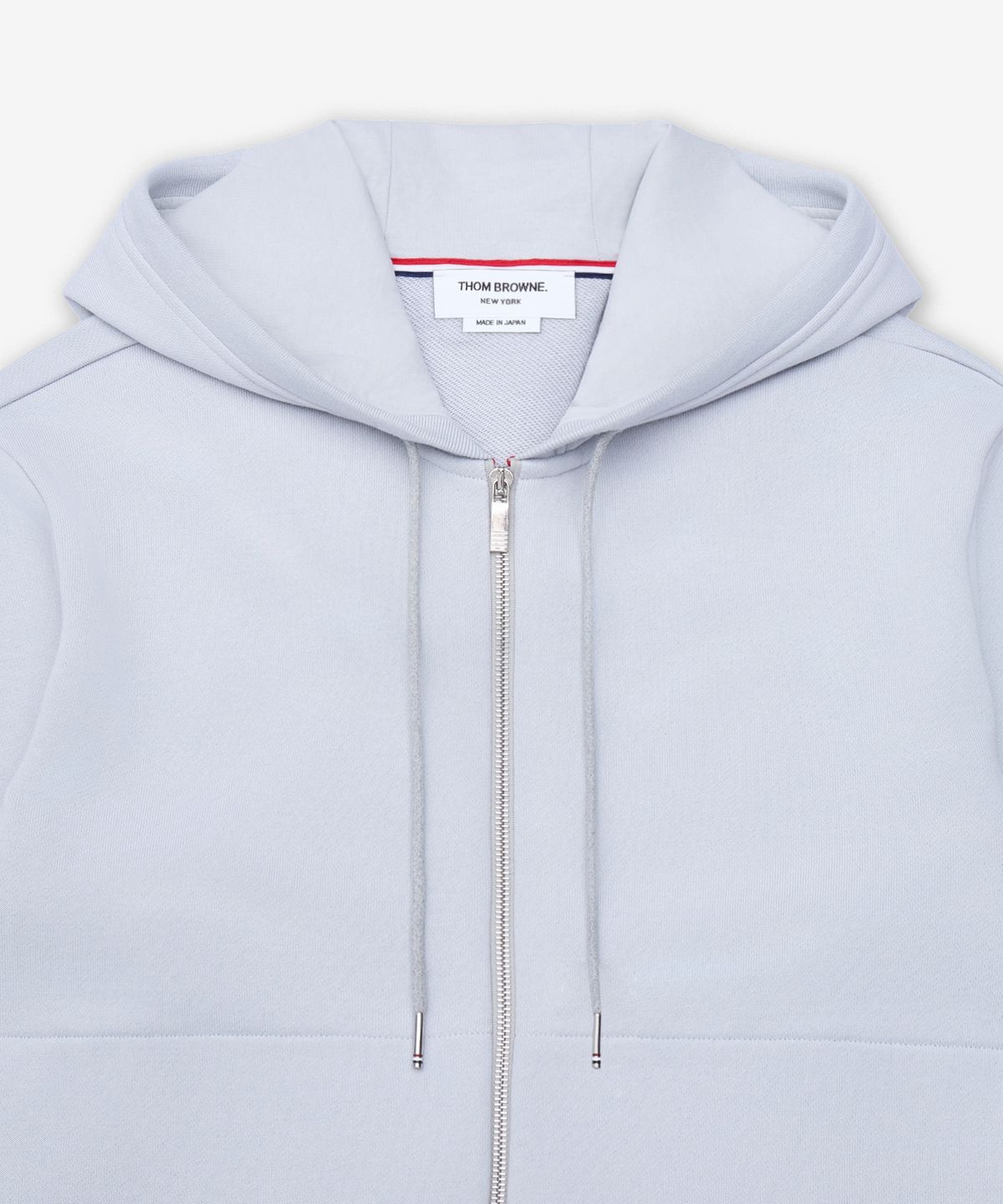 톰 브라운(THOM BROWNE) 루프백 저지 4-바 집업 후드 - 페일 그레이 / MJT517A03037050